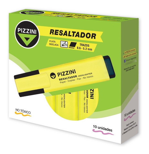 Marcador Resaltador Pizzini Chato 1280 Fluo Verde X10u. 1