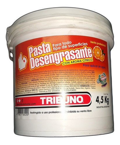Pasta Limpia Manos Crema Desengrasante 4500gr Tribuno 0