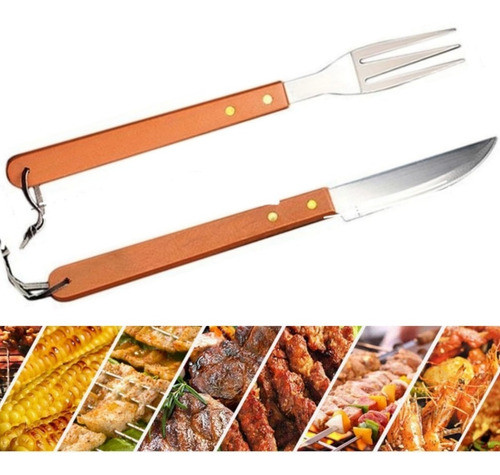 Set De Cuchillo Y Tenedor Para Asado Barbacoa Regalo 0