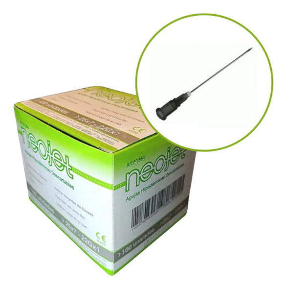 Agujas HiPodérmicas Esteriles 22g X 1 - 25 X 7mm X 100 U 0