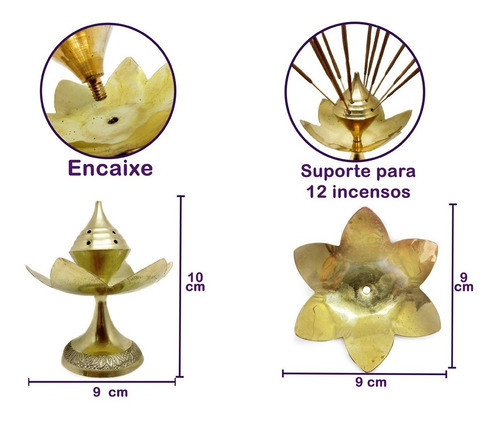 Incensário Metal Flor De Lotus 12 Furos Porta Incenso Vareta 1