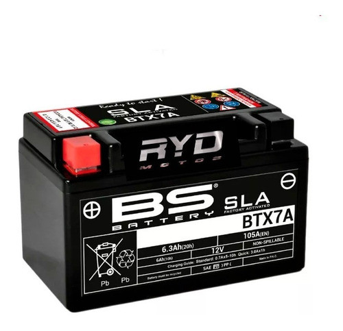 Batería Btx7a = Ytx7a-bs Zanella Ztt 200 Bs Battery Ryd 0