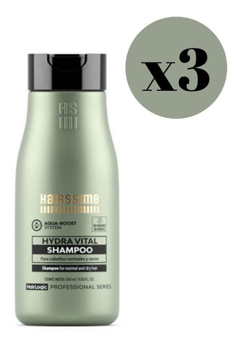 Pack X 3 Shampoo Hydra Vital X 350ml Hair Logic Hairssime 0
