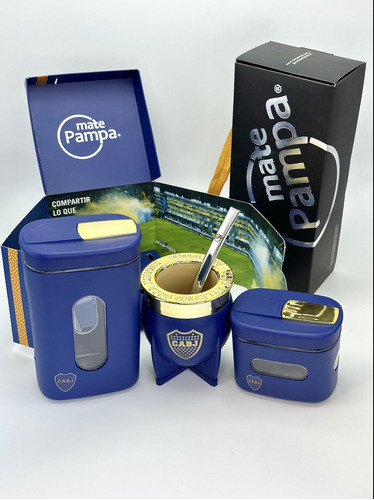Kit Boca, Mate Xl + Yerbera Y Azucarera Boca Junior. 1