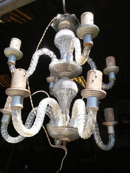 Araña En Vidrio Antigua Dos Pisos 9 Luces 0