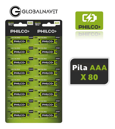 80 Pilas Aaa Triple A Philco Alcalinas 1.5v Distribuidora 1