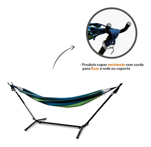 Kit Rede De Dormir Para Descanso Com Suporte Camping Balanço 1