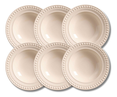 Set X6 Plato Hondo Atenas Crudo Esmaltado Ceramica 22 Cm 0
