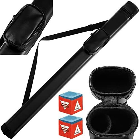 Estuche Para Taco De Billar Negro Con Division + Tizas 0