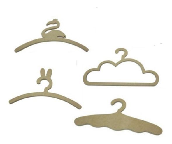 Pack X 12 Perchas Divertidas Mdf Niños Niñas Disfraces 0