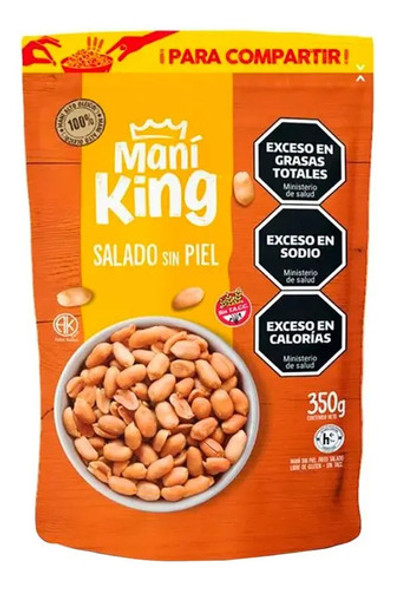 Maní King Salado Sin Piel Paquete 350 Grs ( Sin Tacc ) 0