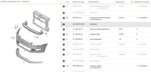 Tapa Gancho Delantero De Remolque Original Vw Polo G5 1