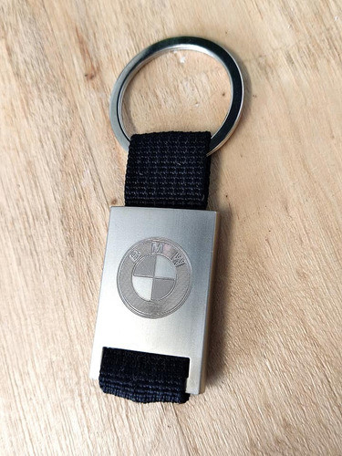 Llavero Bmw  Tira Tela Negro Grabado Nombre C/caja 1