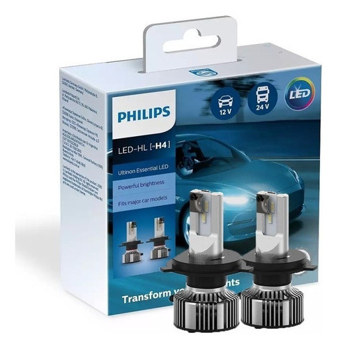 Par Lamparas Philips H4 Cree Ultinon Essential 6500k 12/24v 0