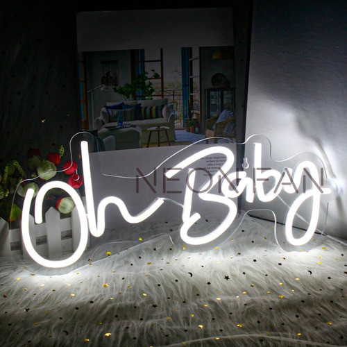 Cartel Neon Oh Baby - Varios Baby Shower Fiesta Cumpleños 0