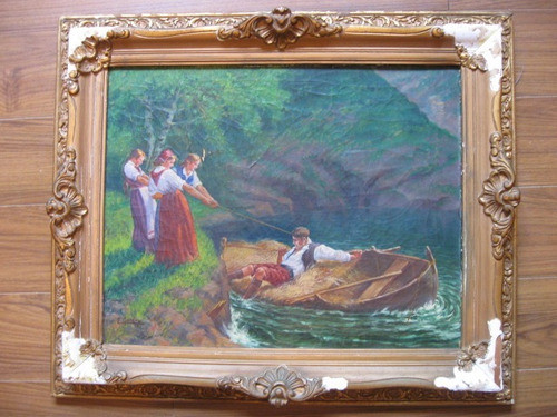 Oleo Europeo Sobre Tela ,con Marco Frances, Firmado Gardey 0