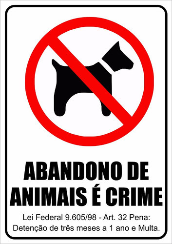 Placa Proibido Abandono De Animais 20x30cm 0