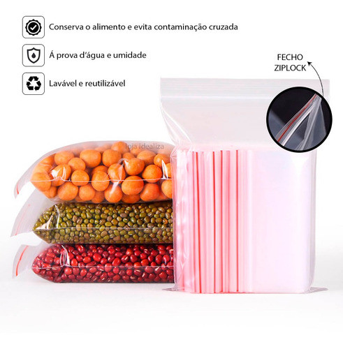 Kit Saco Hermético Fecha Fácil Zip Freezer 10pp 10p 10m 10g 1
