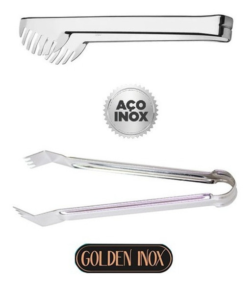 Kit Cozinha 2 Pegadores Massas Saladas Churrasco E Gelo Inox 1