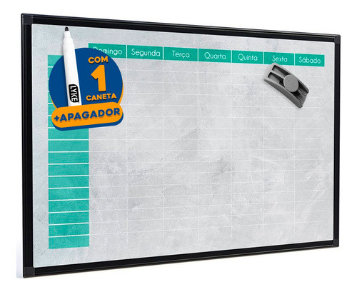 Planner Semanal Parede 90x60cm Planejador Preto + Brindes 0