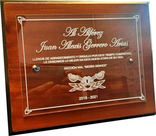 Placas Conmemorativas De Acrilico Grabado Laser 25x35 Cm 1