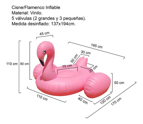 Flamenco Inflable Piscina Pileta Playa 137x194 Cm  Bz3 1