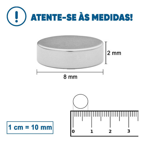 Ima De Neodímio 100 Peças  8mm X 2mm - Super Forte 1