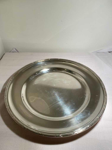 Bandeja Redonda Metal Plateado  35 Cm Turgot 0
