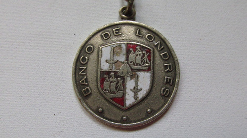 Antiguo Llavero Publicidad Banco De Londres, Con Esmalte 1
