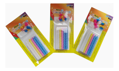 Velas Rayadas C/base X 12 Cumpleaños - Cienfuegos - 0