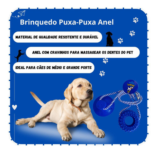 Puxe Pet Corda Com Anel Média Azul 1