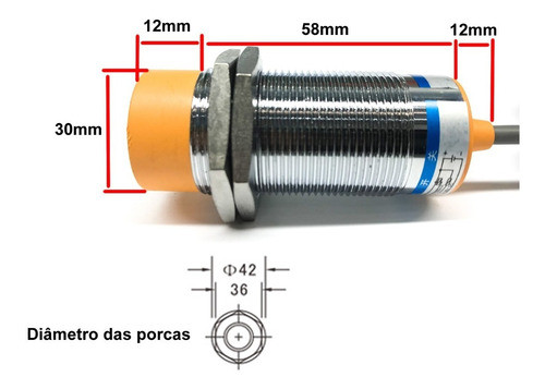 Sensor Indutivo M30 Não Faceado 15mm Nf 2 Fios 90~250v 1