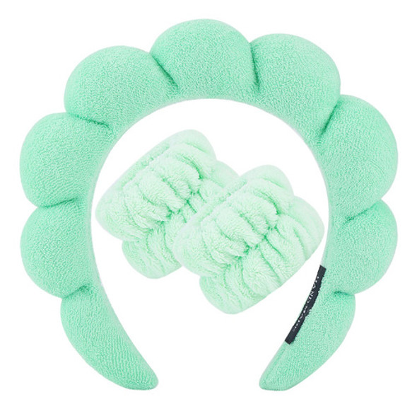 Vincha Cosmetologica +2 Muñequeras Tela Soft Verde 0