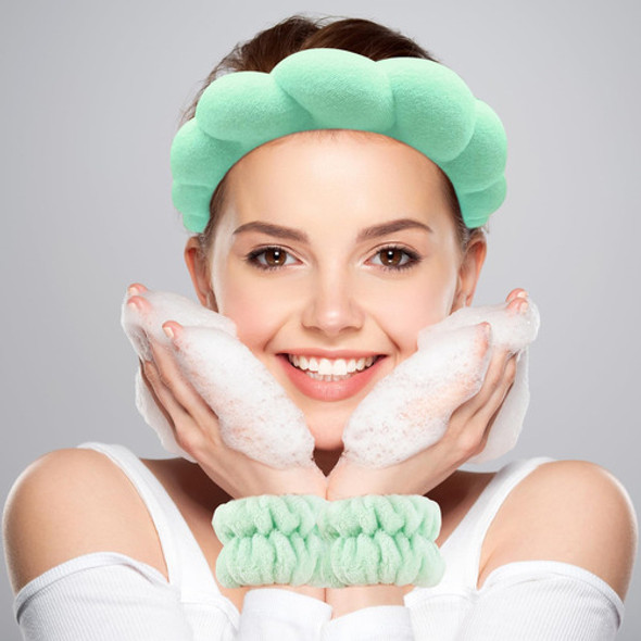 Vincha Cosmetologica +2 Muñequeras Tela Soft Verde 1