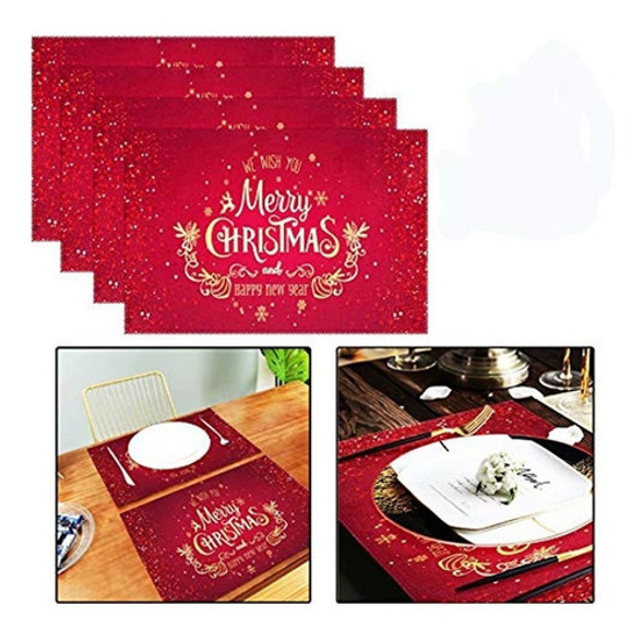 Wamika Feliz Navidad Red Buffalo Plaid Placemat Set Of 4 Tab 0