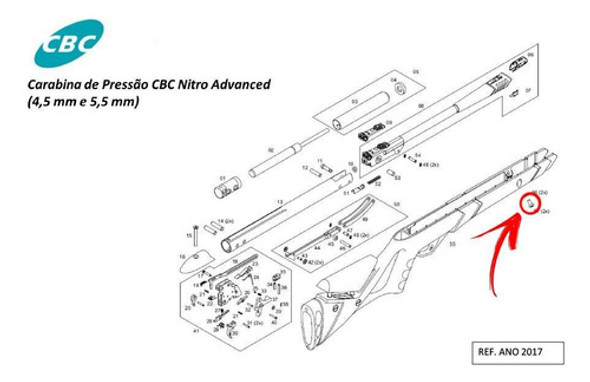 Peça Reposição Parafuso Fixação Coronha Carabina Cbc Nitro 1