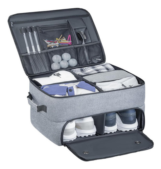 Organizador De Golf Para Maletero, 2 Capas Con Zapatos Y Gaf 0