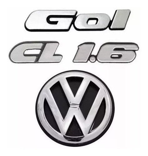 Kit Emblemas Gol Quadrado Cl 1.6 + Vw Mala Modelo Original 1