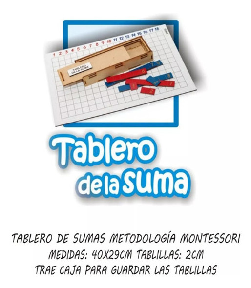 Tabla De La Suma Sistema Montessori En Madera Didáctico 1