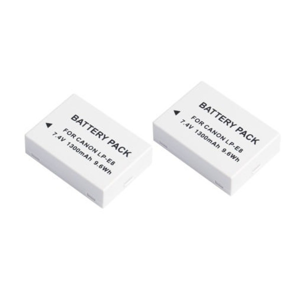 2 Piezas Batería Lp-e8 Para Canon Rebel T2i T3i T4i T5i Eos 0