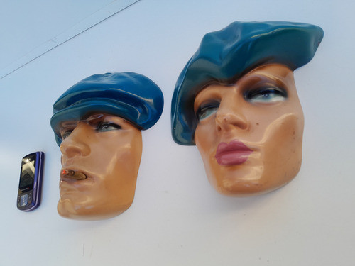 Par Mascara Para Colgar Rostro Mujer Y Hombre Retro Vintage 1