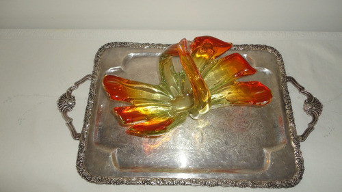 Raro Centro Cristal Murano Antiguo Con Asa Decoracion Vealo 1