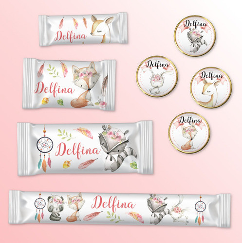 Kit Imprimible Animales Del Bosque Nena 100% Editable Candy 1