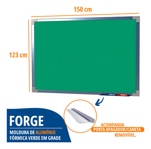 Lousa Quadro Verde Stalo 123x150cm Giz Quadriculada Fórmica 1