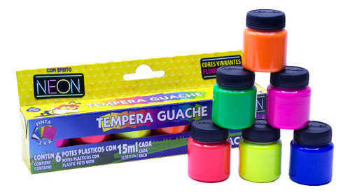 Tempera Escolar Guache Acrilex - Colores Neon X 6u En Set 1