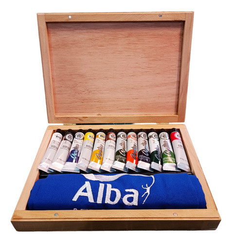 Set Acrilico Alba Profesional 18ml X12 Col. Estuche Madera 0