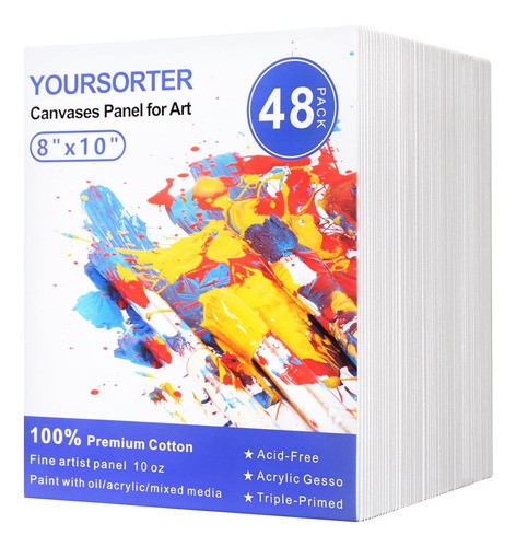 Paquete De 48 Paneles De Lienzo Puro Para Pintura, 20x25 Cm 0