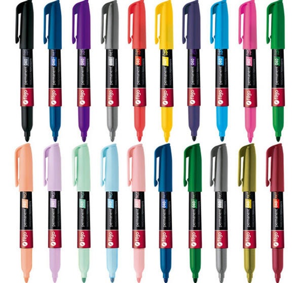 Marcador Fibron Permanente Fino Colores Pastel Metal Set X20 0