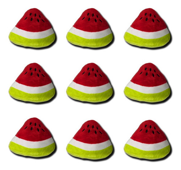 Kit 9 Melancia Pelúcia Atacado Brinquedo Pet Crianç 11cm Som 0