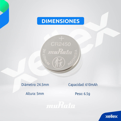 Pilas Boton Cr2450 Murata 2450 3v - Blíster X 5 Unidades 1